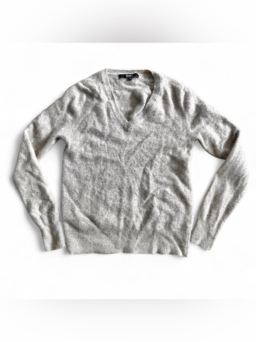 Quince tan luxury buttery soft cashmere v neck sweater Sz S